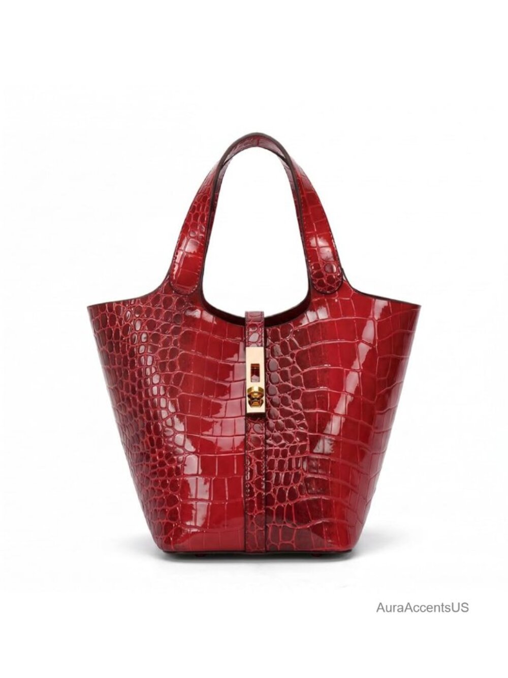 Faux Leather Crocodile Pattern Tote Satchel Shoulder Bag Purse Clutch for Work